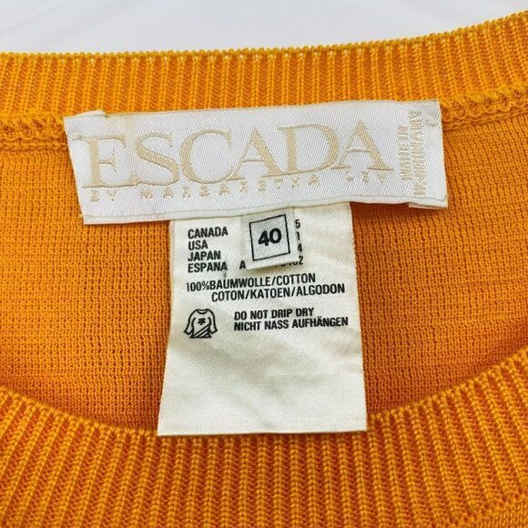 Vintage Escada Size 40 Medium Yellow Novelty Fruit Embroidered Sweater Top - Picture 6 of 8